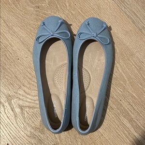 Lands' End Women's Light Blue Bow Flats